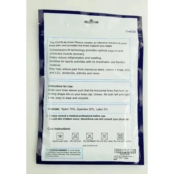 Comfilife Size Large Compression Fit Knee Sleeve Unisex Knee Support Anti Slip - Picture 5 of 8